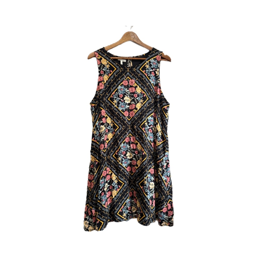 Maurices Floral Geometric Shift Dress Womens XL Black NWT Sleeveless Rayon